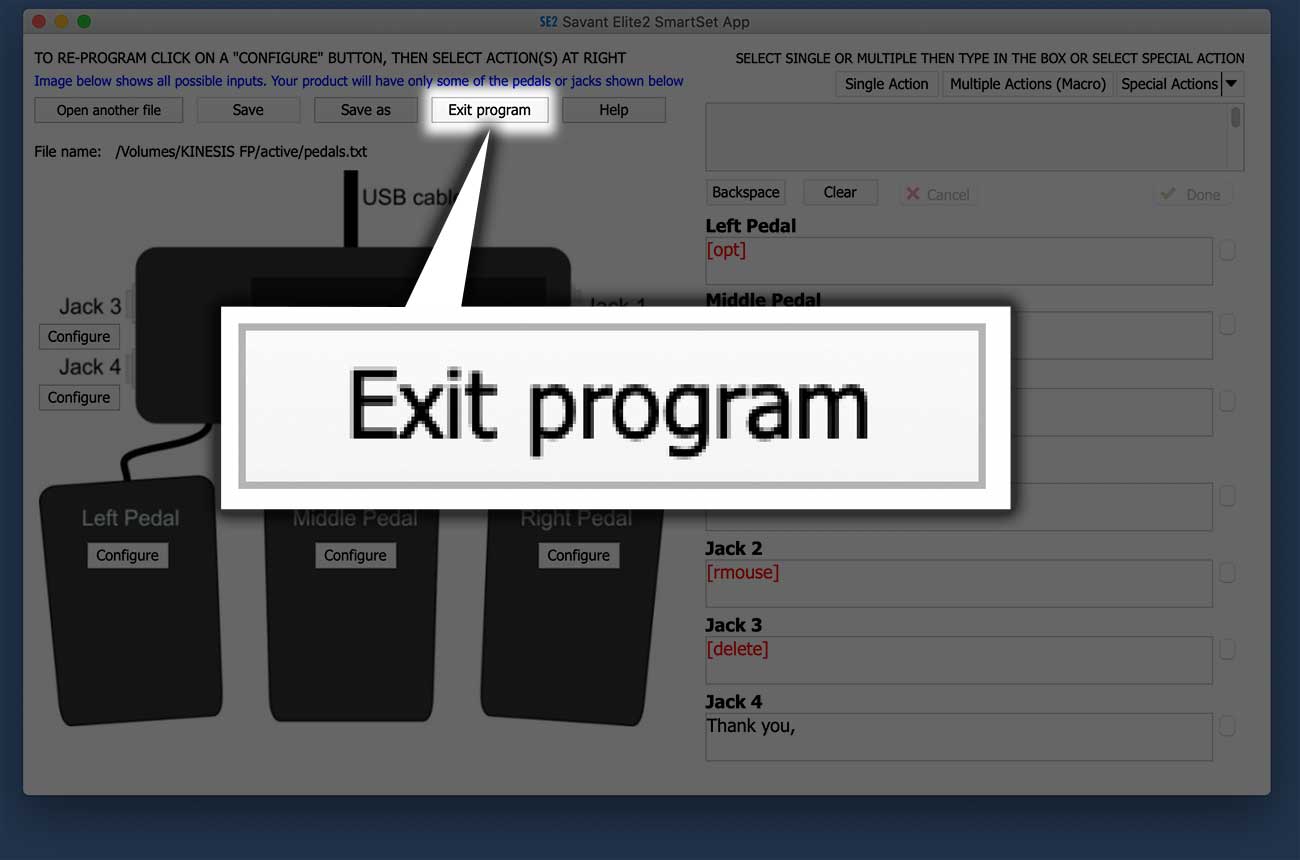 「Exit program」をクリック
