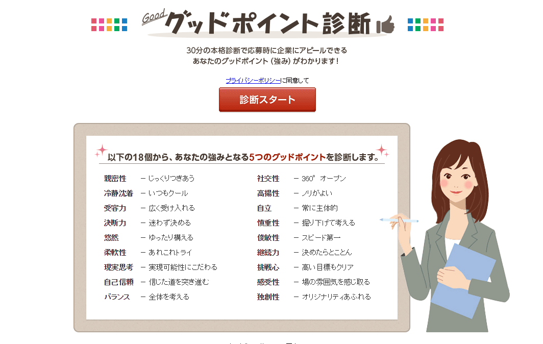 この18個の中から自分にあった5つがわかる