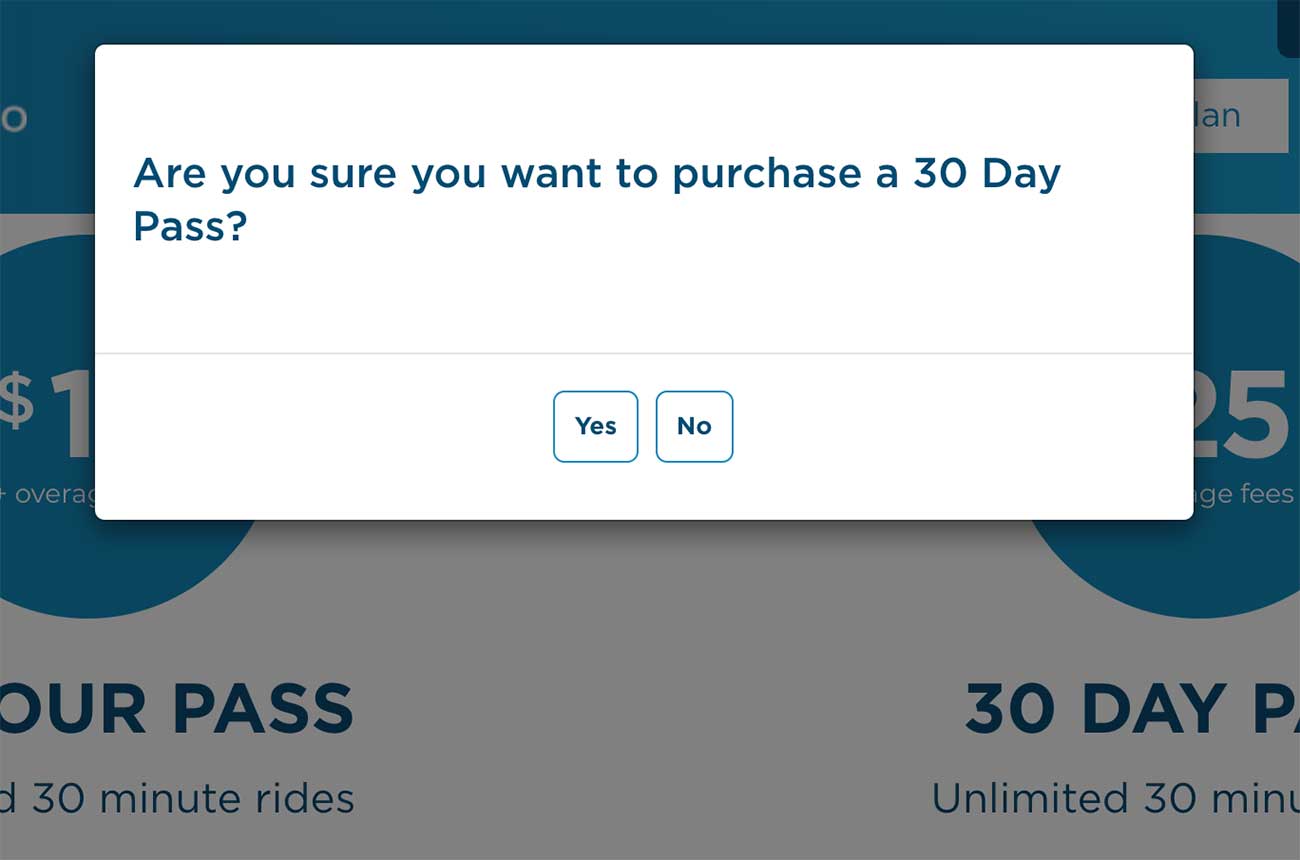 Are you sure you want to purchase a 30 Day Pass?