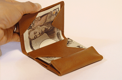 「薄い財布」を開いたり閉じたりするアニメーション