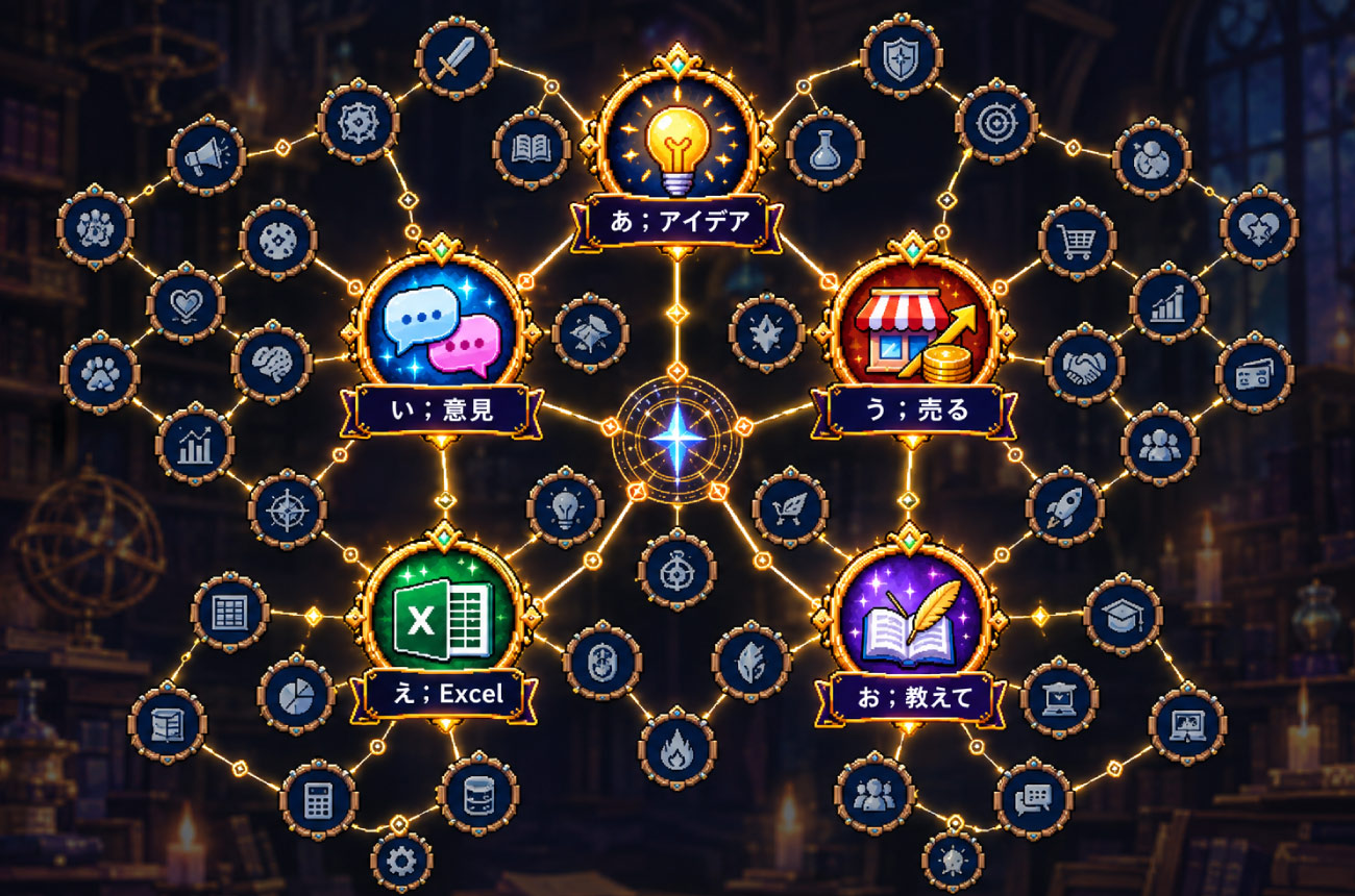あいうえお表のすべてに便利なプロンプトを登録?!