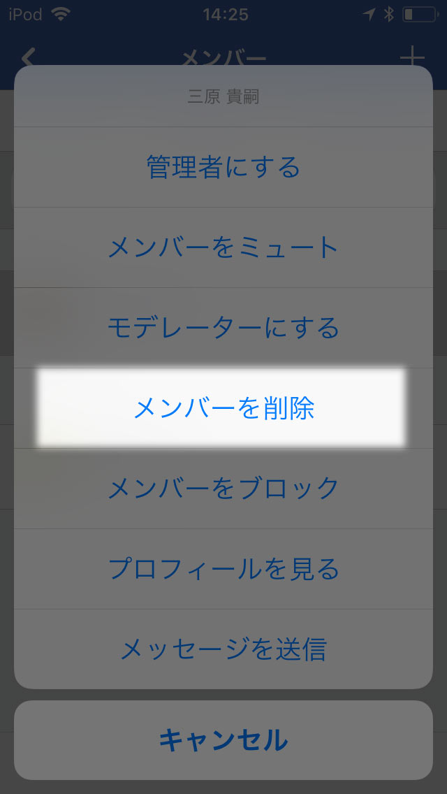 「メンバーを削除」を選択